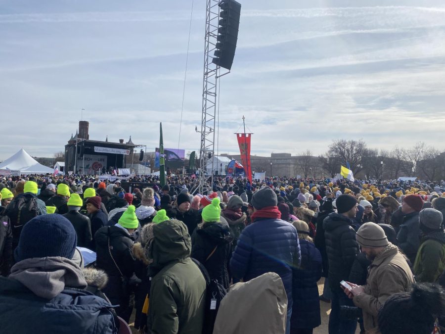 The+crowd+attending+the+rally+at+the+start+of+the+2022+March+for+Life.