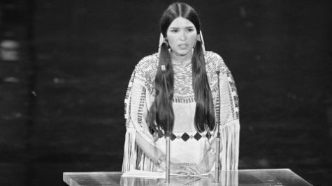 Littlefeather being booed as she declines Brando’s Oscar for Best Actor