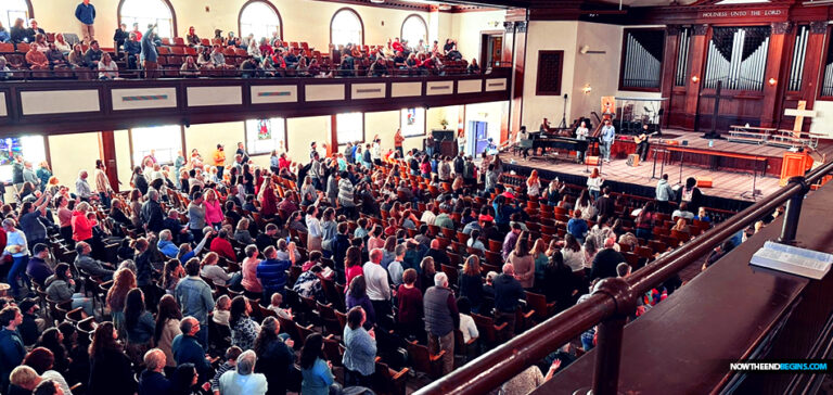 Students gather for a revival at Asbury University.