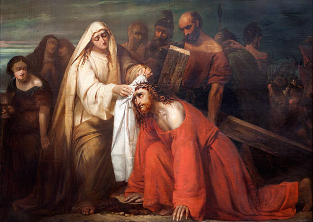 Saint Veronica wipes the face of Jesus