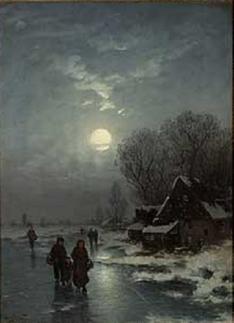 Heimkehr bei Vollmond im Winter by Johann Jungblut (German, 1860–1912) 