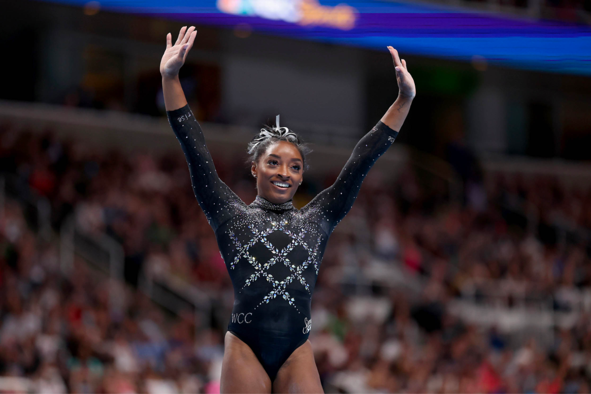 Simone+Biles+competing+at+the+2023+U.S.+Gymnastics+Championships+this+August%2C+where+she+took+home+the+All-Around+Gold+Award.