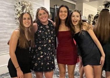 (Left to right) Ellie Poulos ‘27, myself (Kristina Klauzinski’24), Anna Kocho ‘27, and Mary Bogart ‘27, pose for a picture during the Montrose semi formal.