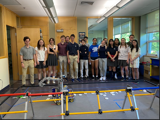 The Montrose robotics team at a meet with Xaverian Brothers High School.
