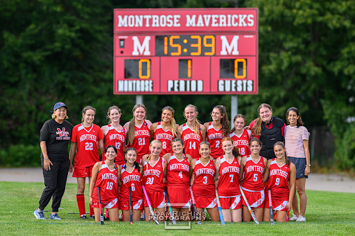 The Montrose Varsity Field Hockey team poses before facing off against Ursuline Academy.  
