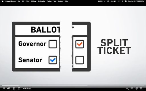 A cartoon of split-ticket voting. 