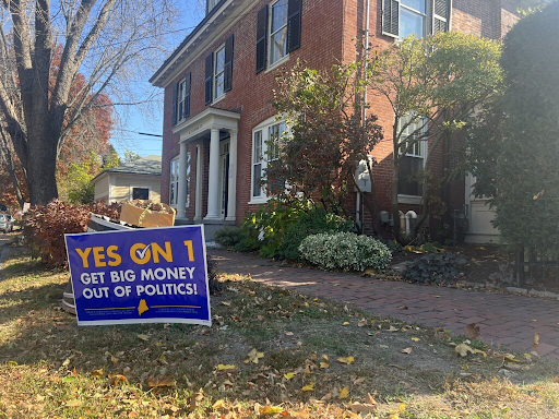 A Question 1 campaign sign displayed in Maine.