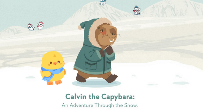 Calvin braves the snow!