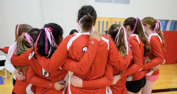 Varsity Volleyball Athletes during their Homecoming Game.