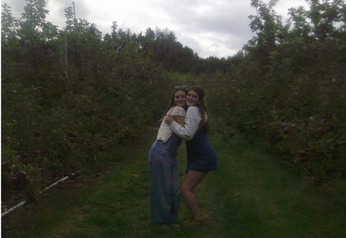 My friend and I having some fall fun at the apple orchard!