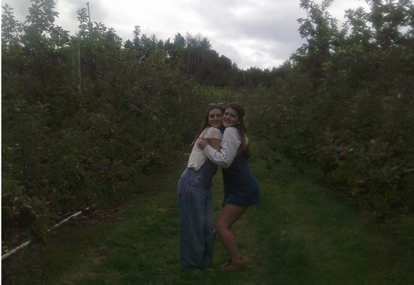 My friend and I having some fall fun at the apple orchard!
