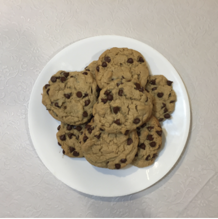 A picture of vegan tahini chocolate chip cookies