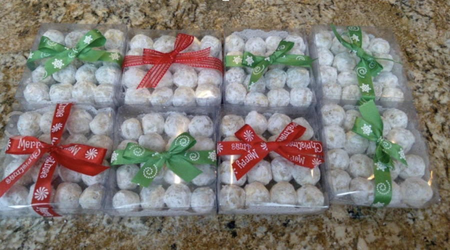 Boxes of delicious Mexican Wedding or Bride’s Kisses Cookies.