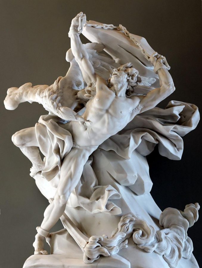 A sculpture by Nicolas-Sébastien Adam of Prometheus giving fire to man.