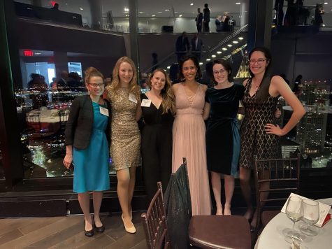 The four creators of the Quarantine Diaries can be seen here at the 2020 Montrose Gala: Ms Joyce in gold, Ms Hanrahan in black, Ms Thordarson in pink, and Ms Chiodini in emerald.