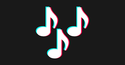 Music notes in the style of the TikTok app icon.