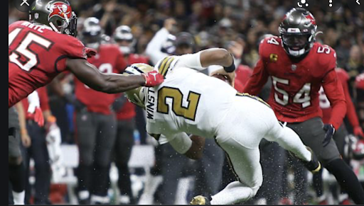 Photo of Saints’ quarterback Jameis Winston’s horrifying injury.